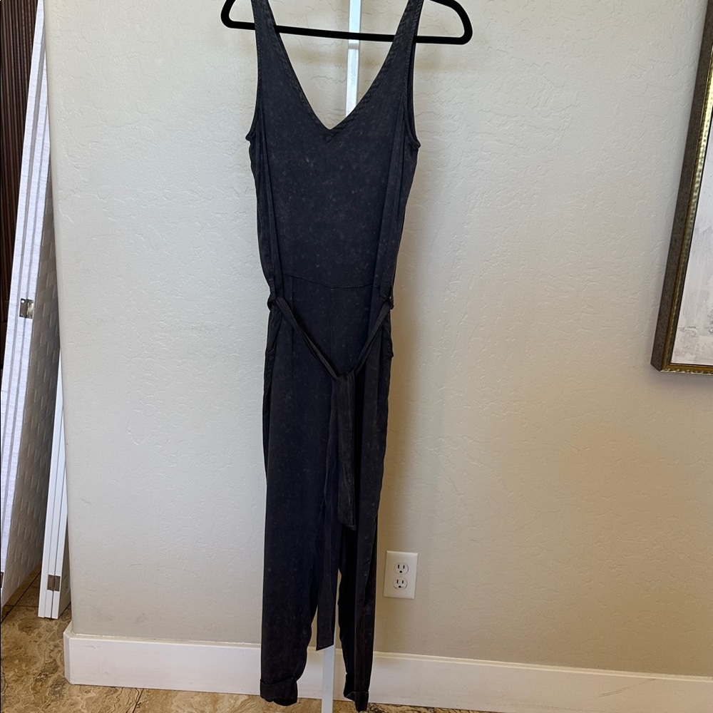 NWT  Chaser med dark grey acid wash Sleeveless Jumpsuit